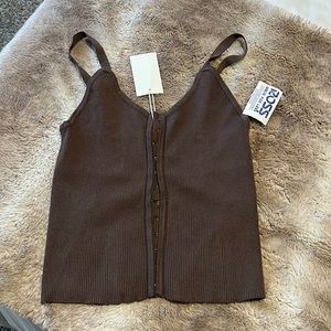 Brown Hook & Eye Tank Top